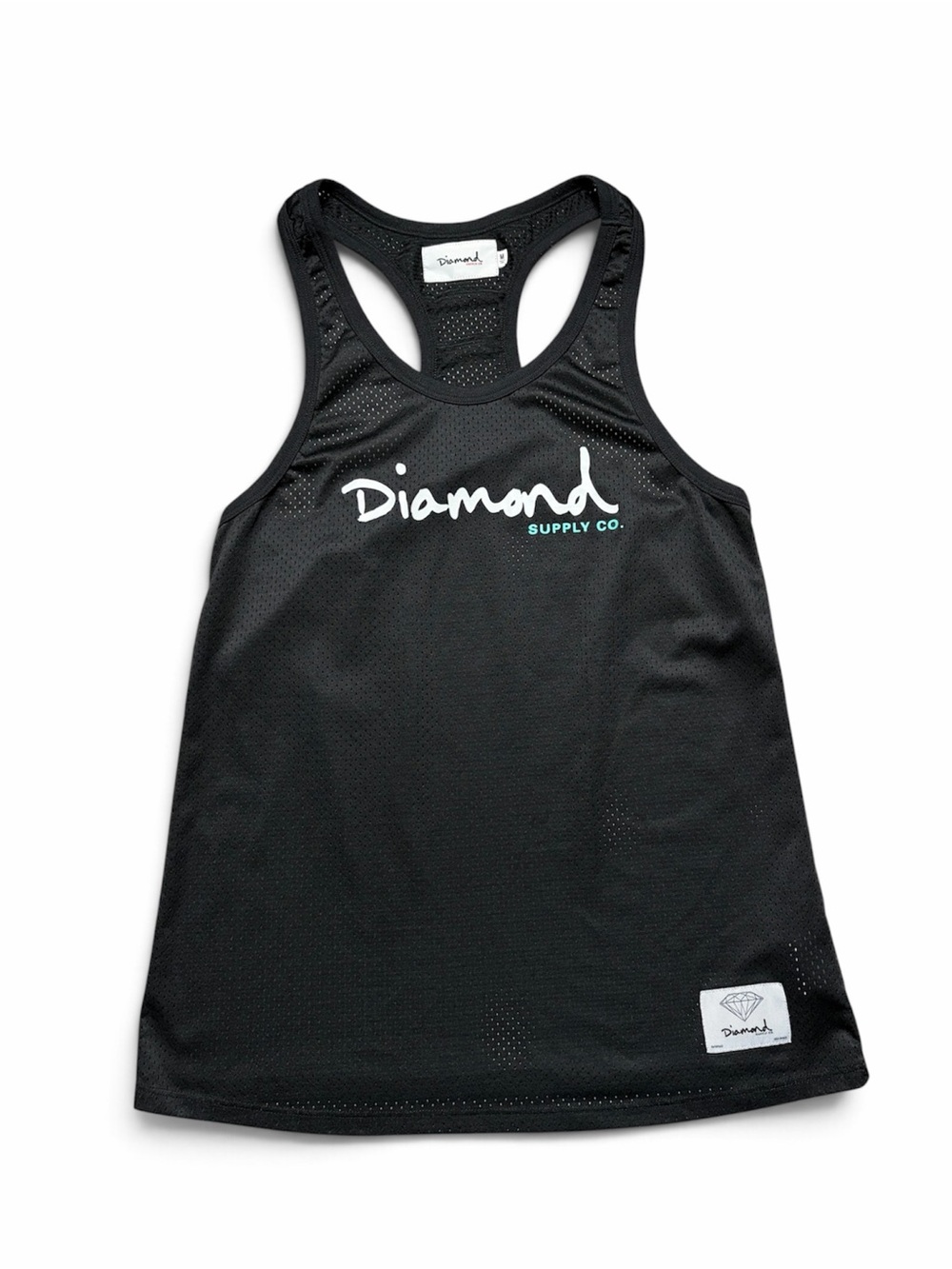 Diamond Supply Co. Black Mesh Racerback Tank Top Size M Logo